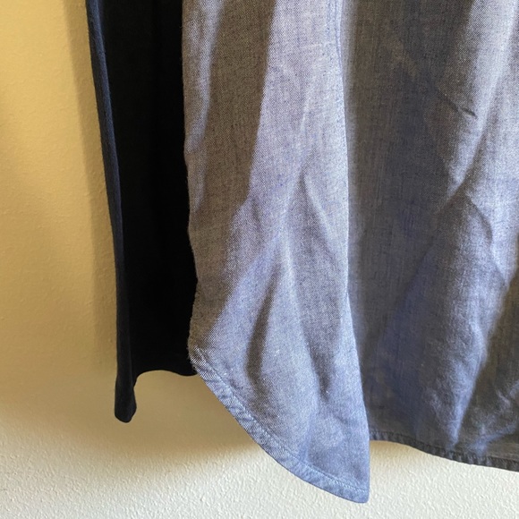 Vince blouse mixed media tuxedo tunic navy & gray - Picture 4 of 8